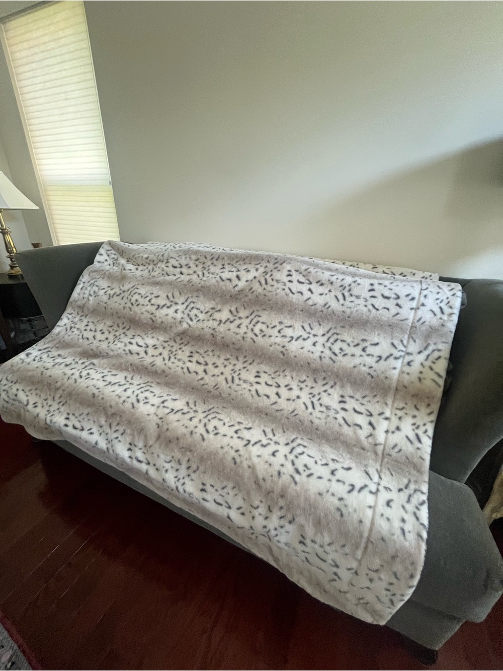 dennis basso Ivory and Black Faux Fur Accent Throw